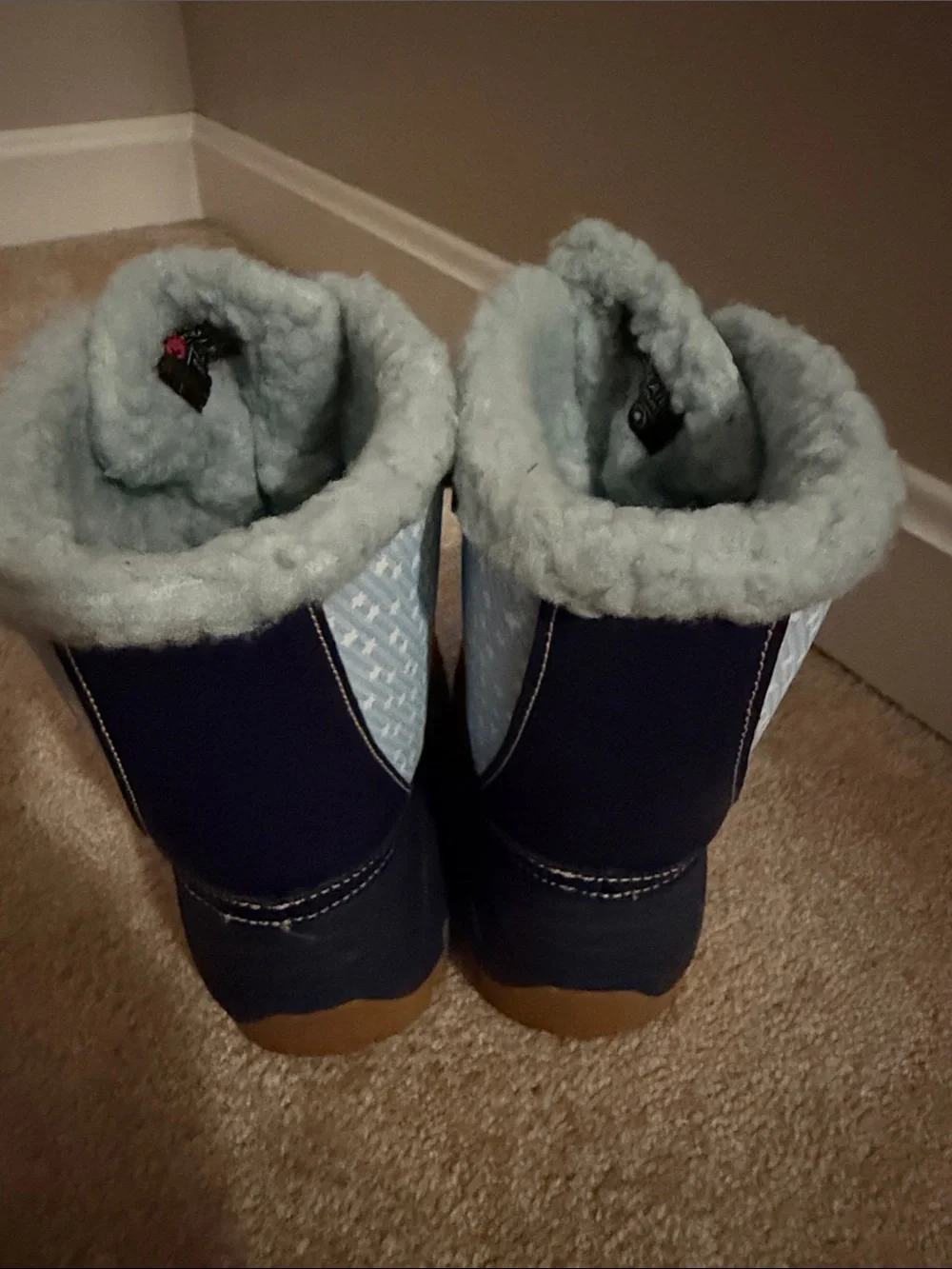 Kids Light Blue & Navy Insulated Snow Boots with Character Accent